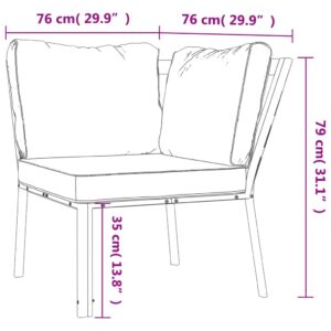 vidaXL Trädgårdsstol med sandfärgade dynor 76x76x79 cm stål - Bild 8