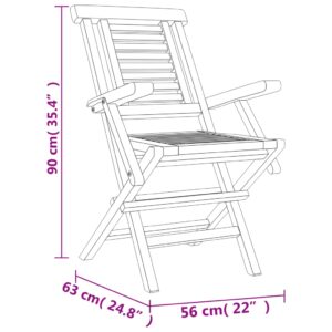 vidaXL Hopfällbara trädgårdsstolar 2 st 56x63x90 cm massiv teak - Bild 8