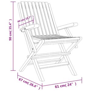 vidaXL Hopfällbara trädgårdsstolar 2 st 61x67x90 cm massiv teak - Bild 8