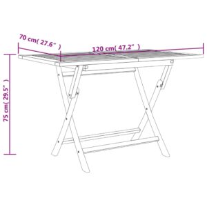 vidaXL Hopfällbart trädgårdsbord grå 120x70x75 cm massiv teak - Bild 8