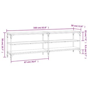 vidaXL Tv-bänk rökfärgad ek 160x30x50 cm konstruerat trä - Bild 9