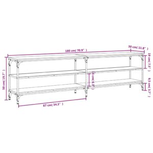 vidaXL Tv-bänk rökfärgad ek 180x30x50 cm konstruerat trä och metall - Bild 9