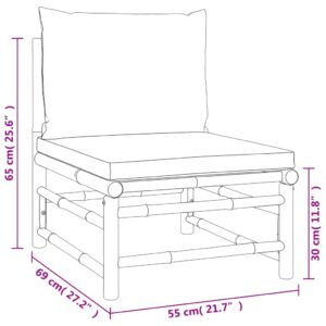 vidaXL Loungegrupp 12 delar ljusgråa dynor bambu - Bild 9