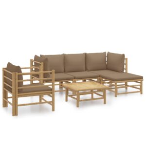 vidaXL Loungegrupp 6 delar taupe dynor bambu - Bild 2