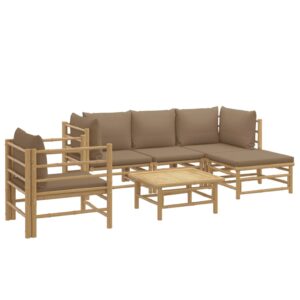 vidaXL Loungegrupp 6 delar taupe dynor bambu - Bild 3