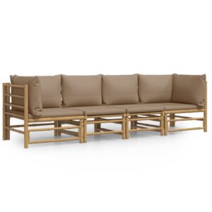 vidaXL Loungegrupp 4 delar taupe dynor bambu - Bild 2