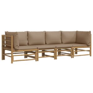 vidaXL Loungegrupp 4 delar taupe dynor bambu - Bild 3