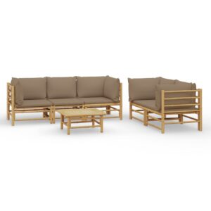 vidaXL Loungegrupp 6 delar taupe dynor bambu - Bild 2