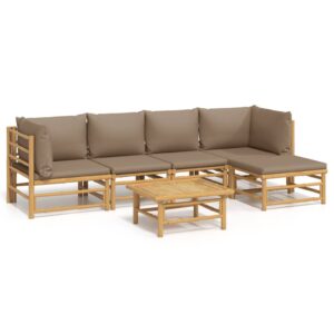 vidaXL Loungegrupp 6 delar taupe dynor bambu - Bild 2