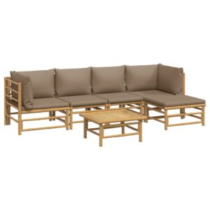 vidaXL Loungegrupp 6 delar taupe dynor bambu - Bild 3