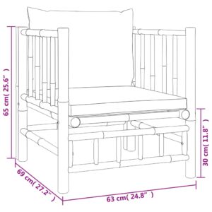 vidaXL Loungegrupp 12 delar mörkgrå dynor bambu - Bild 11