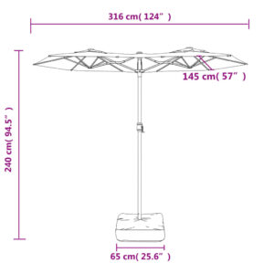 vidaXL Parasoll dubbelt svart 316x240 cm - Bild 8