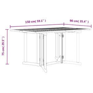 vidaXL Hopfällbart trädgårdsbord 150x90x75 cm massivt teakträ - Bild 7