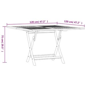 vidaXL Hopfällbart trädgårdsbord 120x120x75 cm massiv teak - Bild 8