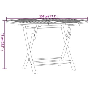 vidaXL Hopfällbart trädgårdsbord Ø 110x75 cm massiv teak - Bild 8