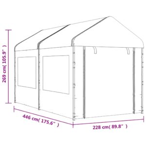 vidaXL Paviljong med tak vit 4,46x2,28x2,69 m polyeten - Bild 7