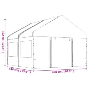 vidaXL Paviljong med tak vit 4,46x4,08x3,22 m polyeten - Bild 7