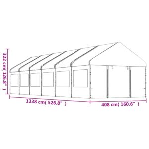 vidaXL Paviljong med tak vit 13,38x4,08x3,22 m polyeten - Bild 7