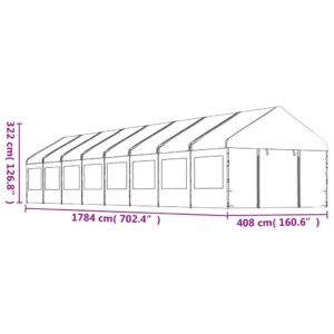 vidaXL Paviljong med tak vit 17,84x4,08x3,22 m polyeten - Bild 7