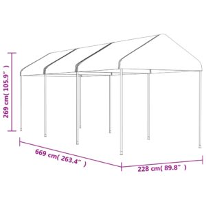 vidaXL Paviljong med tak vit 6,69x2,28x2,69 m polyeten - Bild 5