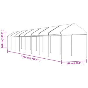 vidaXL Paviljong med tak vit 17,84x2,28x2,69 m polyeten - Bild 5