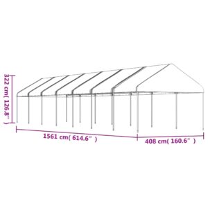 vidaXL Paviljong med tak vit 15,61x4,08x3,22 m polyeten - Bild 5