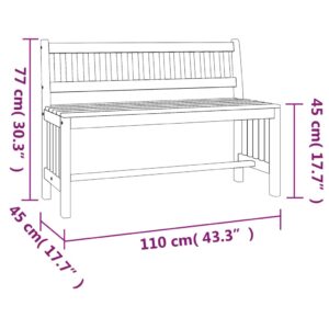 vidaXL Trädgårdsbänk 110 cm massivt eukalyptusträ - Bild 6