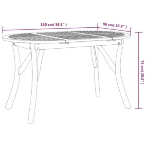 vidaXL Trädgårdsbord 150x90x75 cm massivt akaciaträ - Bild 6