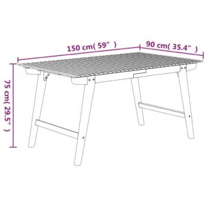 vidaXL Trädgårdsbord 150x90x75 cm massivt akaciaträ - Bild 6