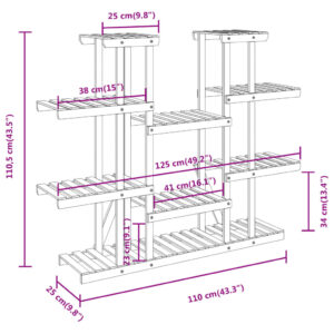 vidaXL Växtställ 110x25x110,5 cm massivt granträ - Bild 8
