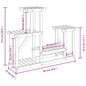 vidaXL Växtställ 90x25x73,5 cm massivt granträ - Bild 8