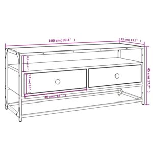 vidaXL Tv-bänk rökfärgad ek 100x35x45 cm konstruerat trä - Bild 9