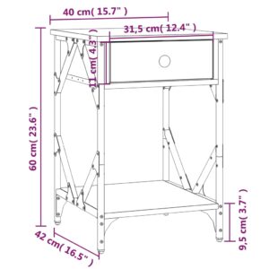 vidaXL Sängbord rökfärgad ek 40x42x60 cm konstruerat trä - Bild 11