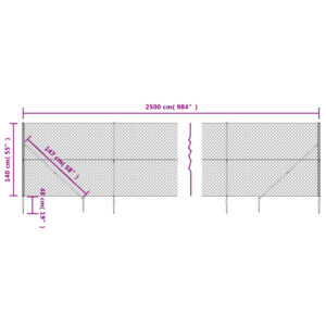 vidaXL Gunnebostängsel med markspett antracit 1,4x25 m - Bild 5