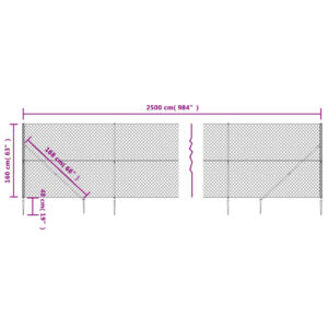 vidaXL Gunnebostängsel med markspett antracit 1,6x25 m - Bild 5