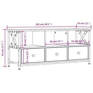 vidaXL Tv-bänk svart 102x33x45 cm konstruerat trä & järn - Bild 11