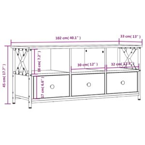 vidaXL Tv-bänk rökfärgad ek 102x33x45 cm konstruerat trä & järn - Bild 11