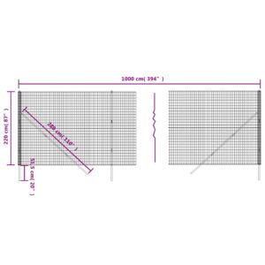 vidaXL Stängsel grön 2,2x10 m galvaniserat stål - Bild 5