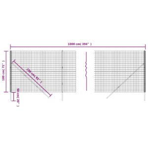 vidaXL Stängsel antracit 1,8x10 m galvaniserat stål - Bild 5