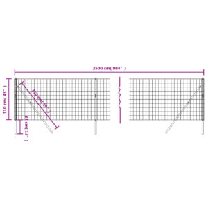 vidaXL Stängsel antracit 1,1x25 m galvaniserat stål - Bild 5