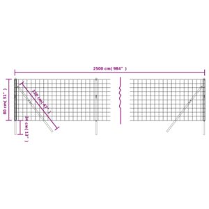 vidaXL Stängsel antracit 0,8x25 m galvaniserat stål - Bild 5