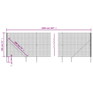 vidaXL Stängsel med markspett antracit 1,8x10 m - Bild 5