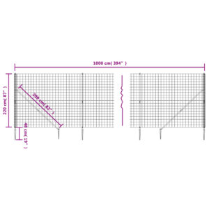 vidaXL Stängsel med markspett antracit 2,2x10 m - Bild 5