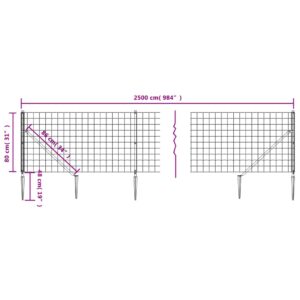 vidaXL Stängsel med markspett antracit 0,8x25 m - Bild 5