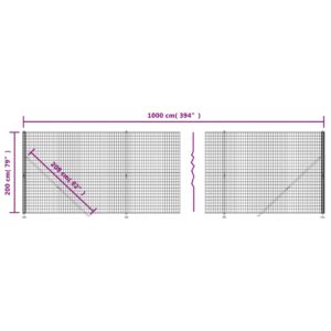 vidaXL Stängsel med stolpsko antracit 2x10 m - Bild 6