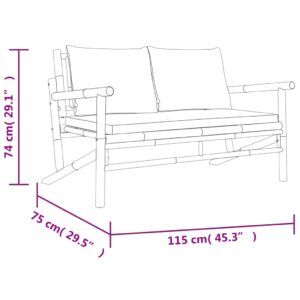 vidaXL Loungegrupp 4 delar mörkgrå dynor bambu - Bild 9