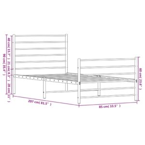 vidaXL Sängram med huvudgavel och fotgavel vit metall 80x200 cm - Bild 10