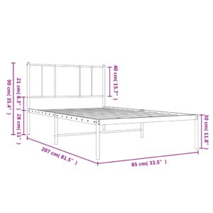 vidaXL Sängram med huvudgavel metall svart 80x200 cm - Bild 10