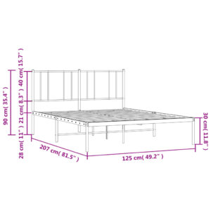 vidaXL Sängram med huvudgavel metall svart 120x200 cm - Bild 10