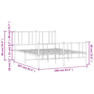 vidaXL Sängram med huvudgavel och fotgavel svart metall 160x200 cm - Bild 10